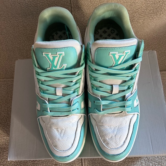 Louis Vuitton Trainer Sneakers 'Teal White'  - Tiffany Green - Size 11US, 10UK - Picture 6 of 15